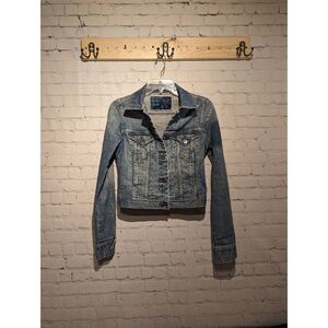 Fossil Brand cropped fitted denim jacket medium
